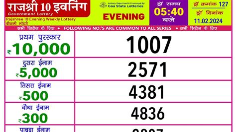 rajshree 10 result today live|Goa Lottery .